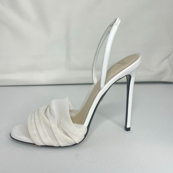 ALEVI Milano White Leather Mesh Slingback Stiletto Heels - IT 38.5, US 8.5 - Picture 3 of 12